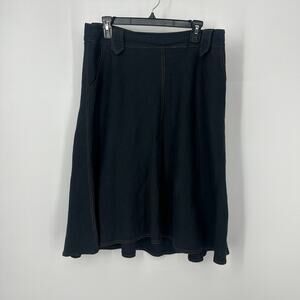 Peruvian Connection linen blend skirt size 14 blue light denim knee length